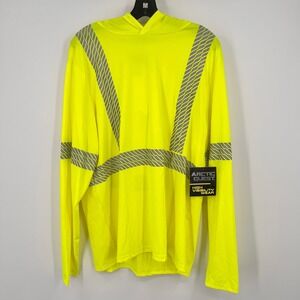 Arctic Quest Mens High Visibility Reflective Hoodie Safety Shirt Yellow L